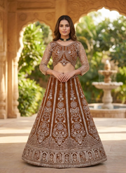 Red Butterfly Net Cocktail Lehenga Choli with Sequins Embroidery + Dupatta 4
