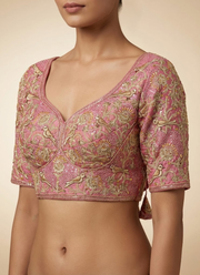 Roman Silk Women’s Blouse with Jari, Sequins & Codding Thread Work 19