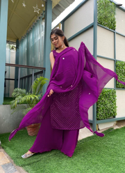 Georgette Sharara/Gharara Salwar Suit with Embroidery & Dupatta 3