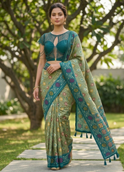 Karishma Patola Silk Saree – Premium Soft Silk with Zari Weaving & Meena Kari Border 2