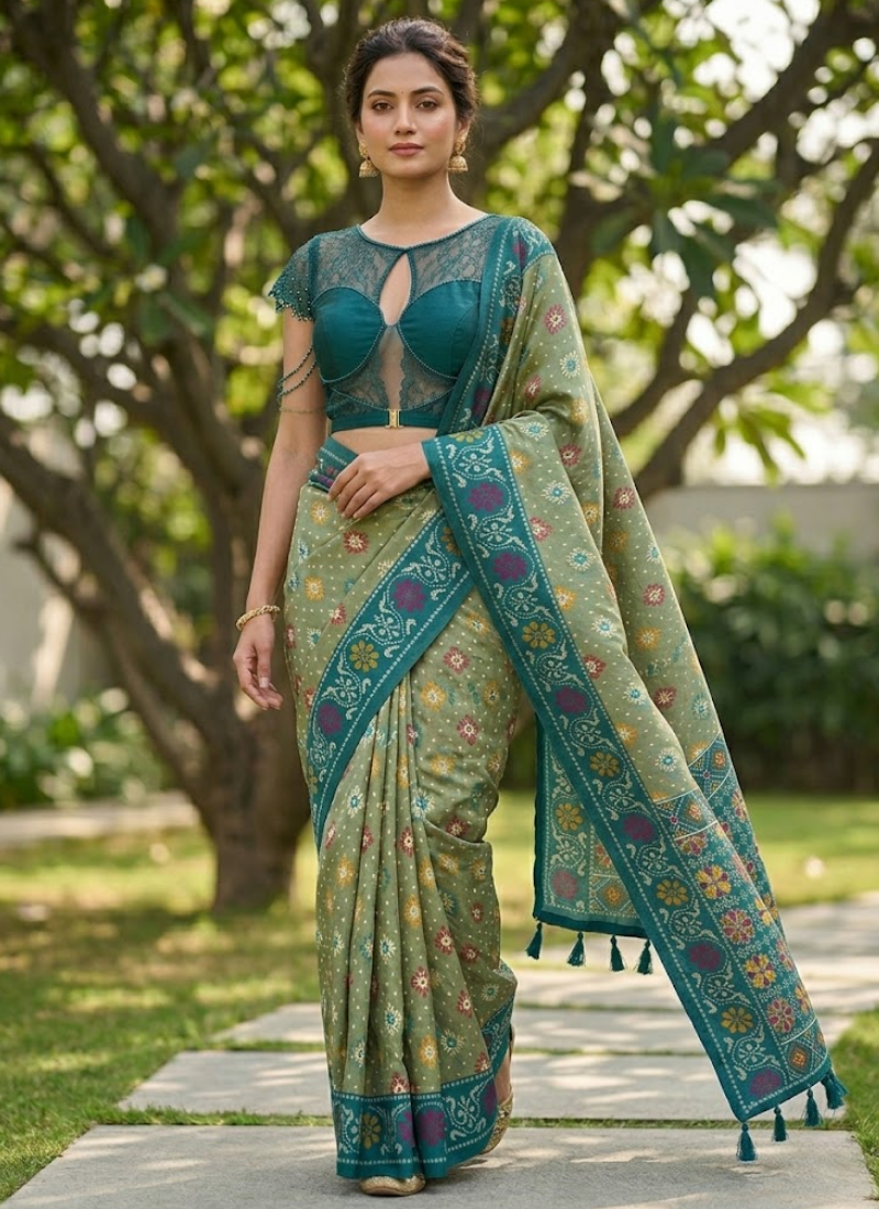 Karishma Patola Silk Saree – Premium Soft Silk with Zari Weaving & Meena Kari Border