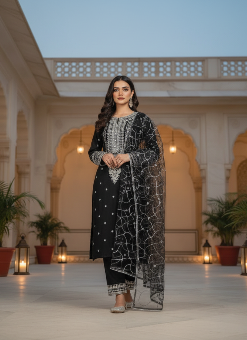 Black Pakistani Salwar Suit – Cotton Pajama