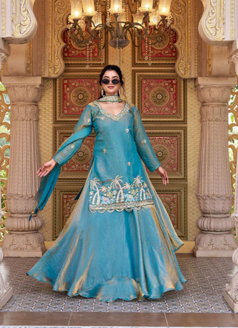 Fendy Kurti Lehenga Set with Embroidered Dupatta - View 1