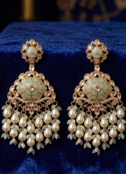 Sky Blue Kundan Chandbali Earrings 4