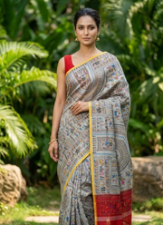 Madhubani Print Saree with Blouse Piece 3