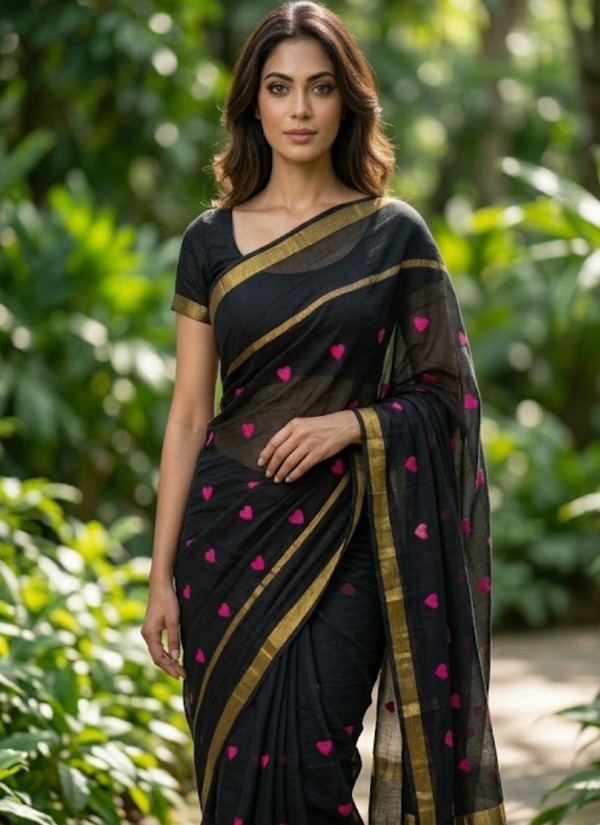 Love Buti Embroidery Mul Cotton Saree