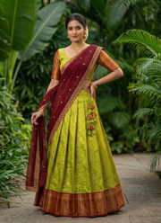 South-Style Kanjivaram Silk Lehenga, Traditional Indian Silk Lehenga for Weddings & Festivals Australia 2
