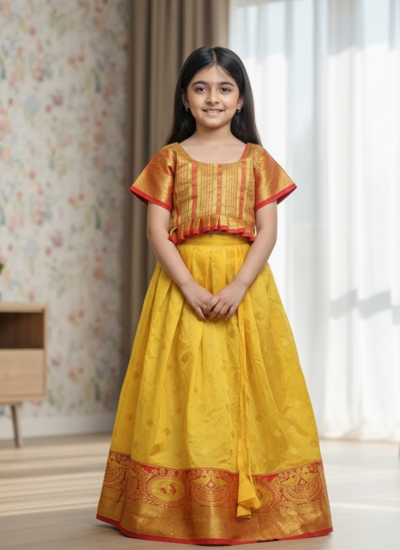 Yellow Silk Kids Lehenga Choli – Festive Wear