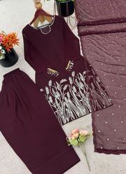 Faux Georgette Farshi Salwar Suit – Organza Dupatta 4