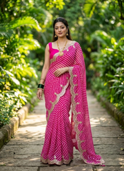 Special Shwan Lariya Saree – Cyc Georgette with Goota Foil & Coding Work 1
