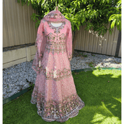 Pink Pakistani Anarkali Suit – Net Fabric with Embroidery 6