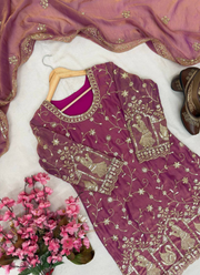 NC Moss Silk Palazzo Suit with Sequins & Zari Embroidery + Dupatta 7