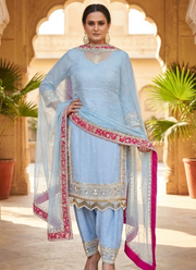 Heavy Georgette Farshi Plazzo Suit with Embroidery & Dupatta 1
