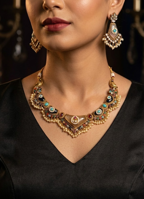 Varjika Dual Tone Necklace Set