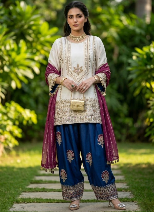 Silk Sharara Set with Georgette Dupatta