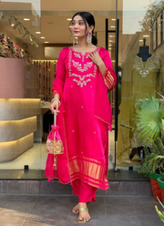 Viscose Silk Punjabi Suit with Embroidered Dupatta Elegance 2