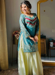 Viscose Satin Silk Kurta Set with Dupatta – Embroidery & Lace 3