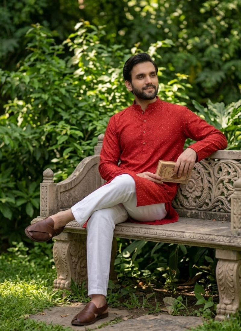 Jacquard Printed Kurta Pajama – Traditional Wear