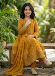 Girl’s Chiffon Frock Set – Embroidery & Stitch Work 2