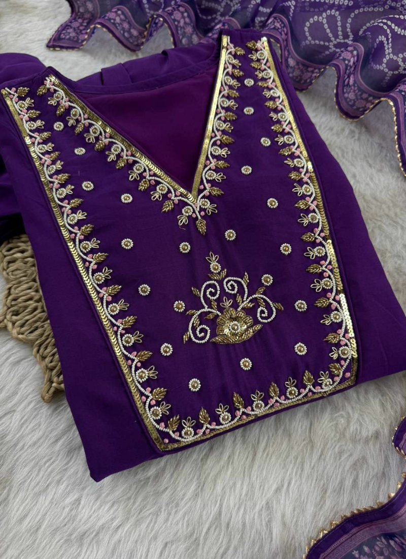Dark Wine Chanderi Cotton Anarkali Gown with Taby Silk Dupatta