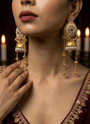 White Golden Kashmiri Earrings 3