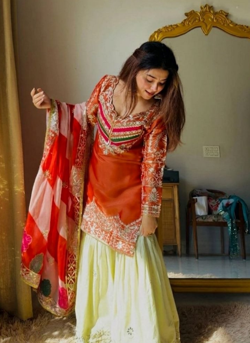 Viscose Satin Silk Kurta Set with Dupatta – Embroidery & Lace