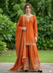 Crepe Sharara Set with Embroidered Dupatta 1
