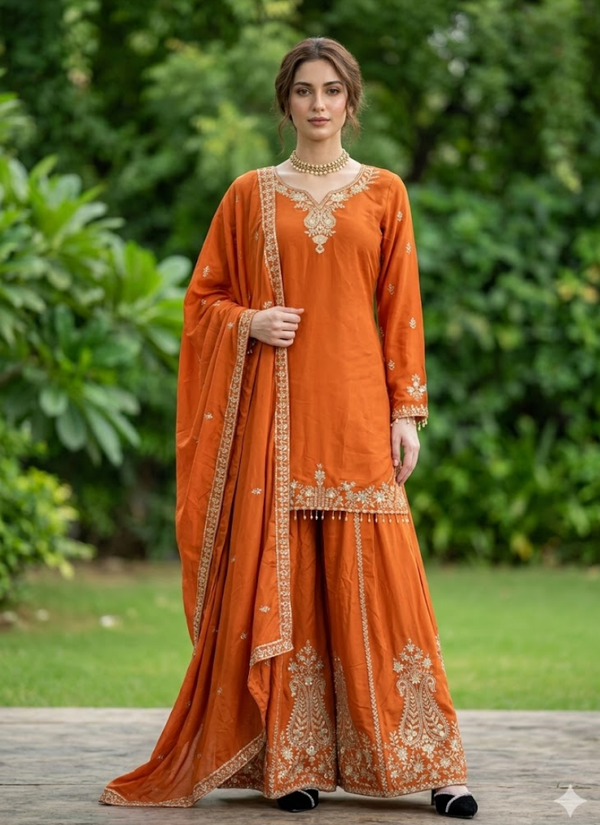 Crepe Sharara Set with Embroidered Dupatta