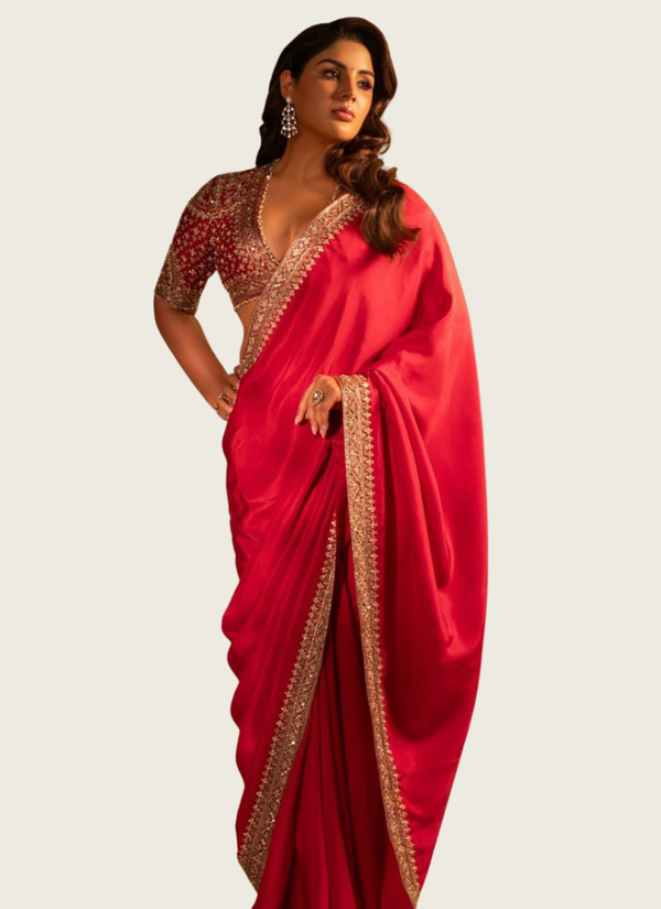 Soft Rangoli Silk Saree with Sequins Embroidery Border & Blouse Fabric Australia