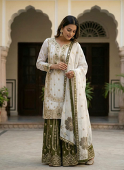 Sharara Suit in GMY Silk with Heavy Embroidery, Sequins Work & Organza Dupatta 2