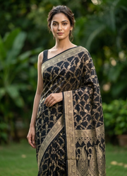 Black Katan Silk Saree with Zari Woven Work 2