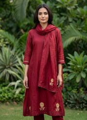 Mul Chanderi Kurta Set – Heavy Work with Pant & Dupatta (4 Colors) 5