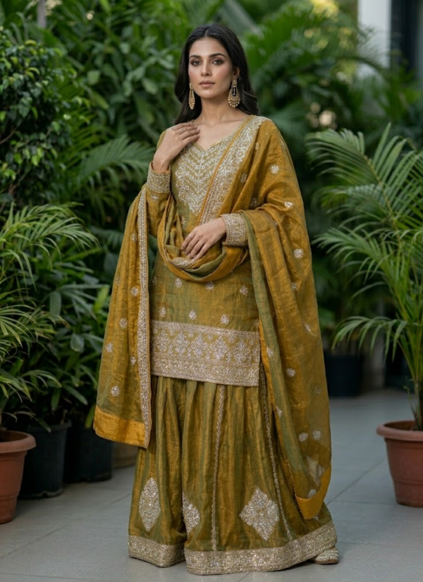 Fendi Chiffon Sharara Set with Dupatta