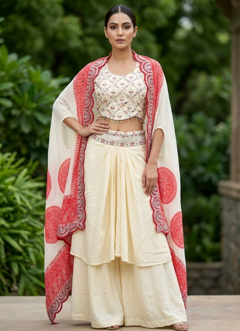 Indowestern Dhoti Set with Mirror Work Elegance