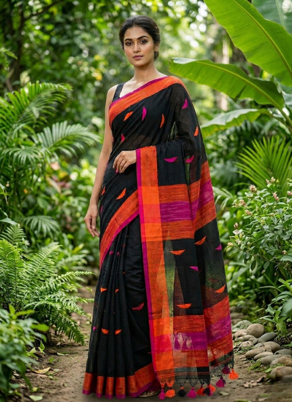Barfi Khadi Handloom Saree with Blouse