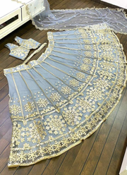 Net Lehenga Choli with Foil Paper & Zari Embroidery + Banglori Satin Blouse & Dupatta 8