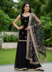Designer Faux Georgette Palazzo Set – Thread & Sequins Work with Dupatta 2