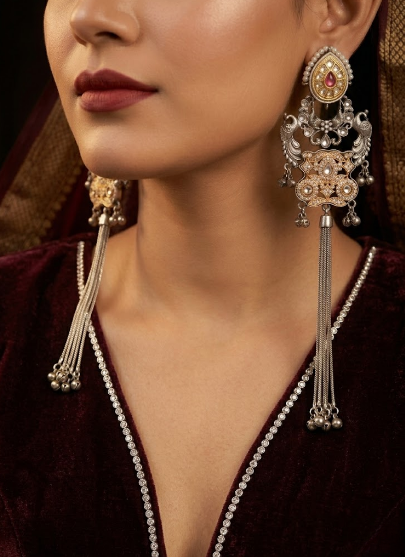 Nura Rubyred Earrings, Indian accessories online Australia