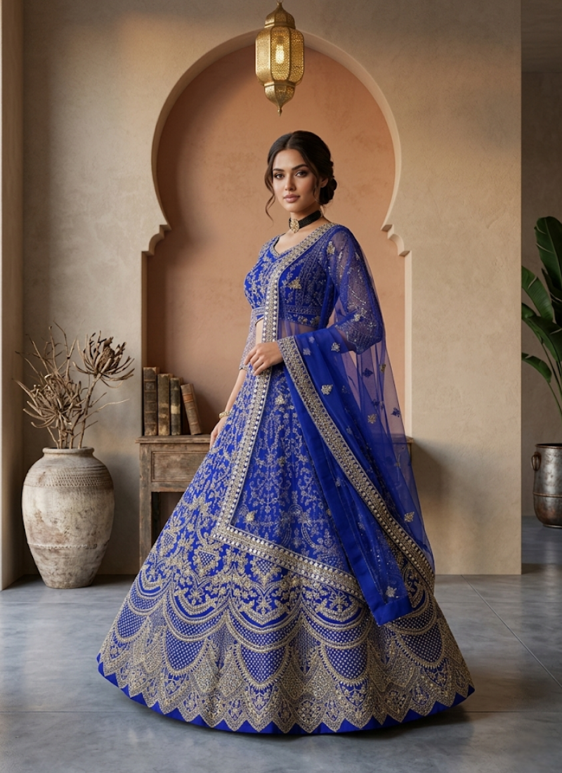 Butterfly Net Lehenga Choli with Sequin Embroidery