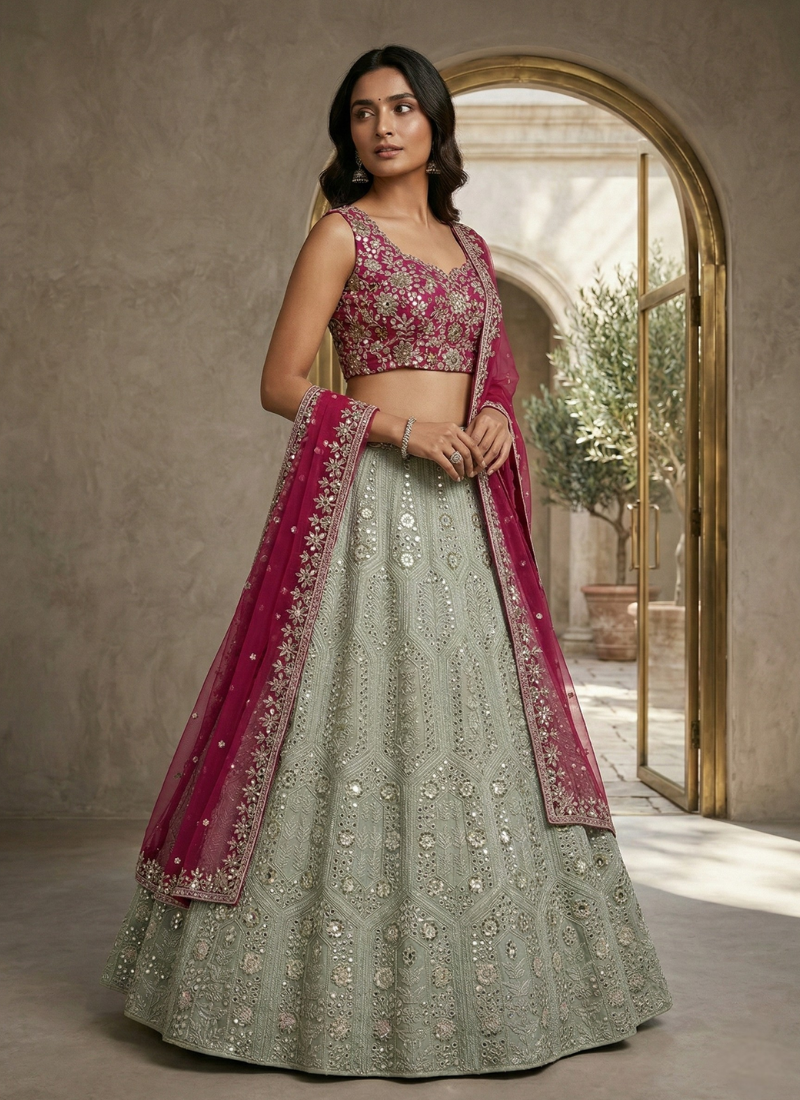 Faux Georgette Lehenga Choli with Net Dupatta