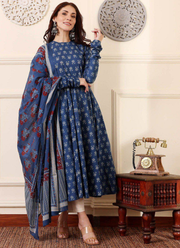 Rayon Print Anarkali Dress with Cotton Blend Dupatta 2