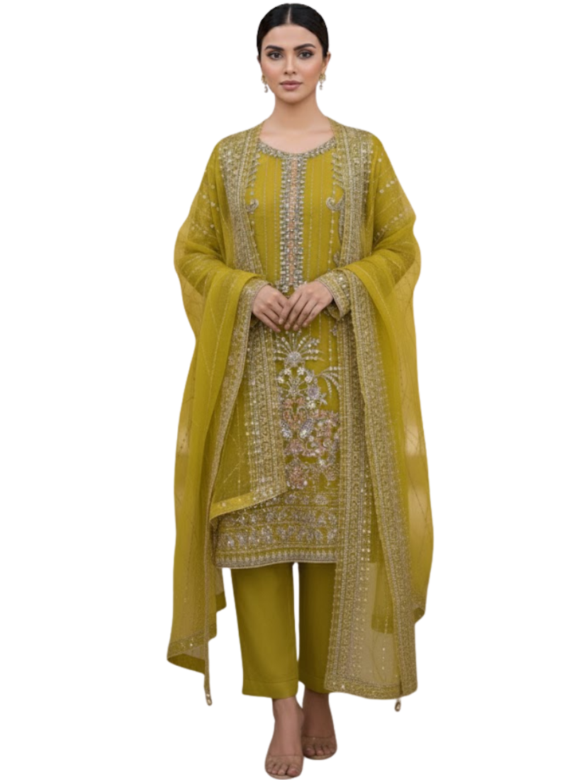 Lemon Yellow Pakistani Salwar Suit