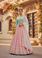 Faux Georgette Lehenga Choli with Sequin Dupatta 3
