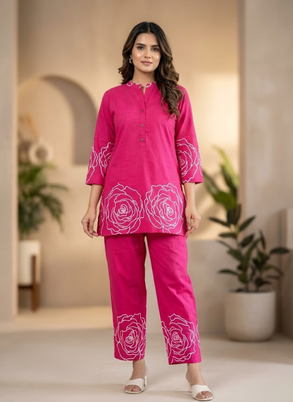 Pink Printed Salwar Kamiz Co-Ord Set