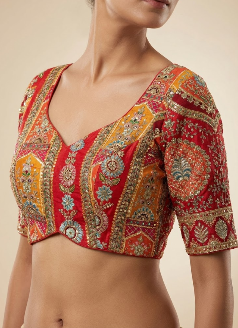 Partywear Women’s Blouse with Premium Padding & Back‑Open Design