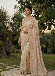 Space Silk Saree with Sequin & Zari Embroidery & Matching Blouse 5