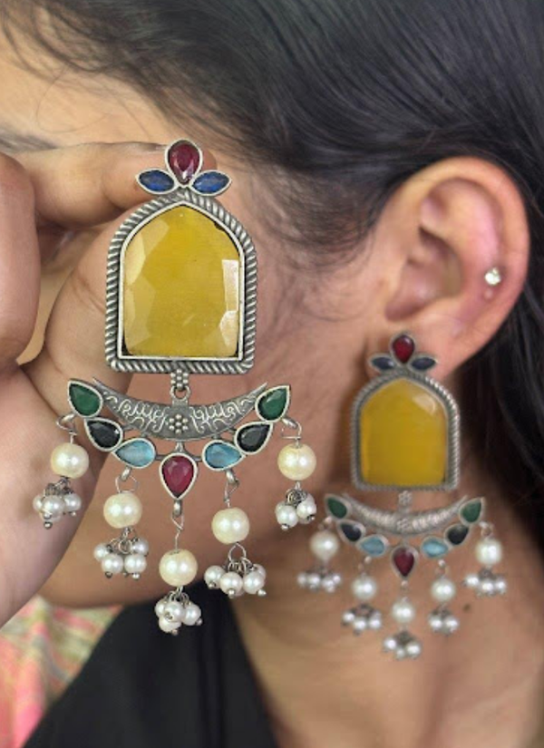Yellow Silver Replica Earrings