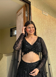 Premium Faux Georgette Cocktail Lehenga Choli with Thread & Sequins Embroidery + Net Dupatta 7
