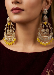 Yellow Kundan Earrings 3
