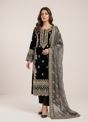Faux Georgette Straight Punjabi Suit with Sequins & Moti Embroidery + Dupatta 2